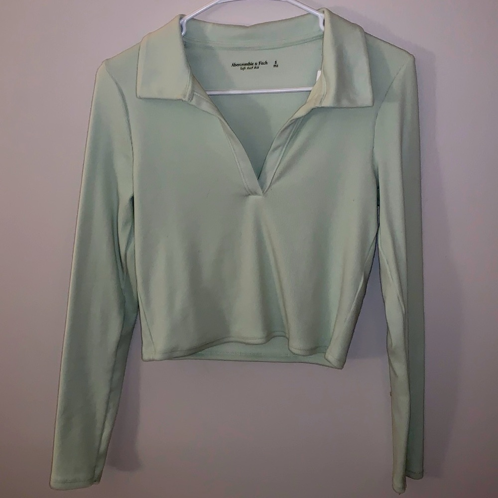 Long sleeve ribbed polo crop